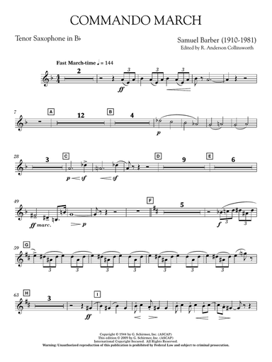 Commando March - Bb Tenor Saxophone