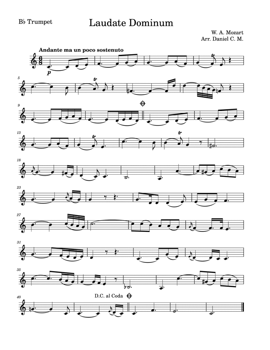Laudate Dominum for trumpet (easy piano)