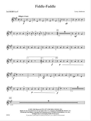 Fiddle-Faddle: 3rd F Horn
