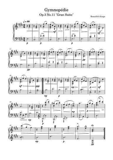 Gymnopédie-Beautiful things Op.3 No.11