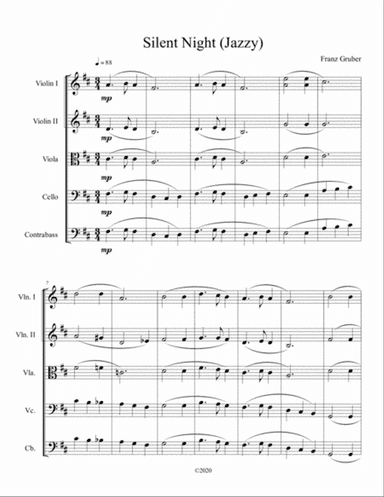 Silent Night (Jazzy) for String Orchestra