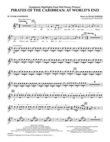 Highlights from Pirates of the Caribbean: At World's End (arr. Jay Bocook) - Bb Tenor Saxophone