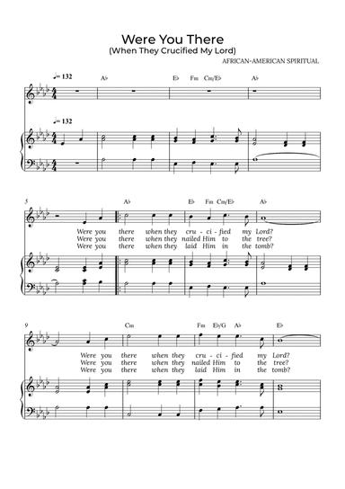 Were You There - for piano and soprano in Ab major with chords