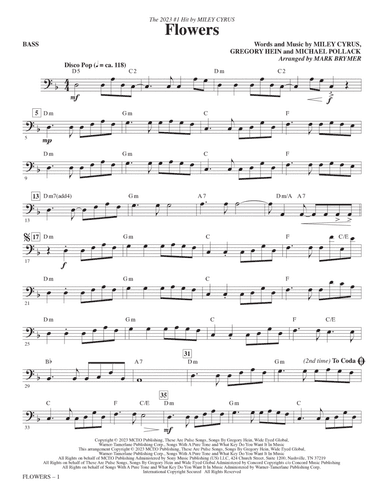 Flowers (arr. Mark Brymer) - Bass