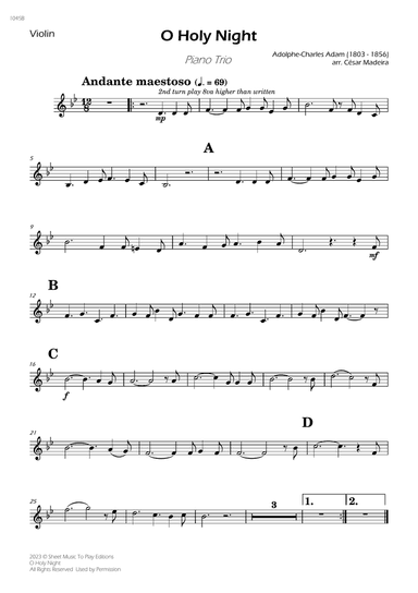 O Holy Night - Piano Trio (Individual Parts)