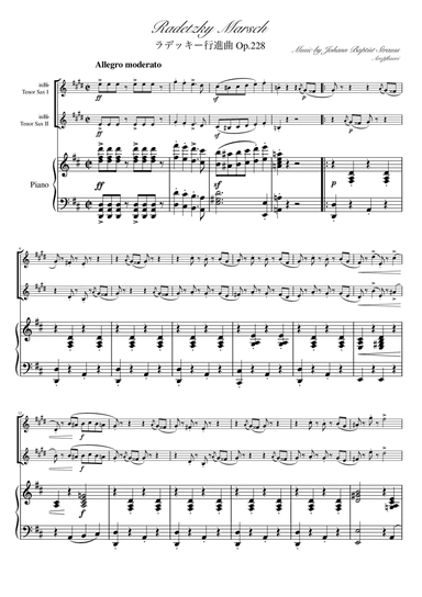 "Radetzky Marsch" (Ddur) Piano trio / Tenor Sax duet
