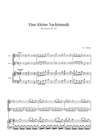 Eine Kleine Nachtmusik for 2 Oboes and Piano