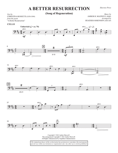 A Better Resurrection (Song Of Regeneration) (arr. Heather Sorenson) - Cello