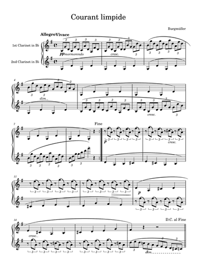 Burgmüller: Courant limpide for two clarinets