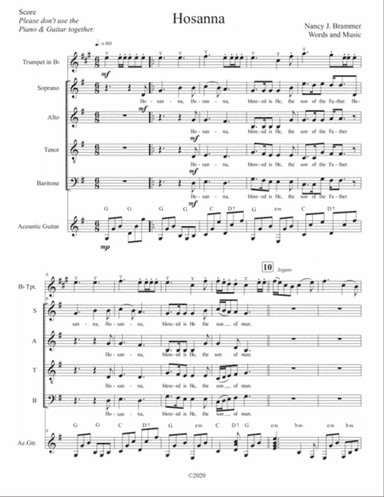 Hosanna for SATB, Guitar and Trumpet