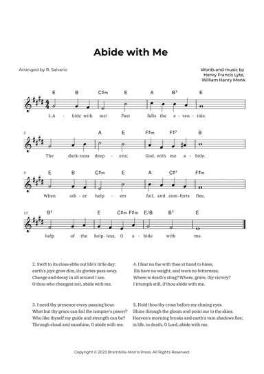 Abide with Me (Key of E Major)