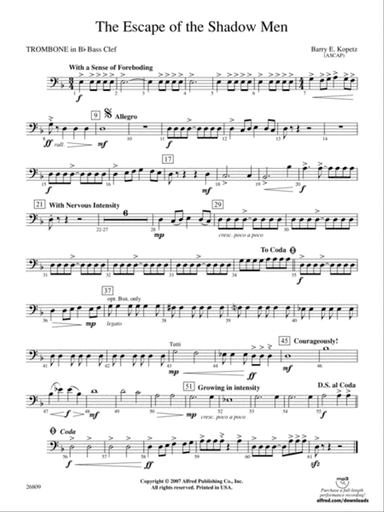 The Escape of the Shadow Men: (wp) 1st B-flat Trombone B.C.