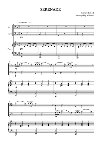 Serenade | Schubert | Cello duet and piano