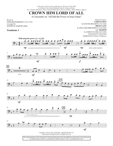Crown Him Lord Of All (A Concerto on "All Hail The Power Of Jesus' Name") (Brass) - Trombone 1
