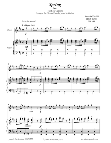 Vivaldi: Spring from the Four Seasons for Oboe & Piano