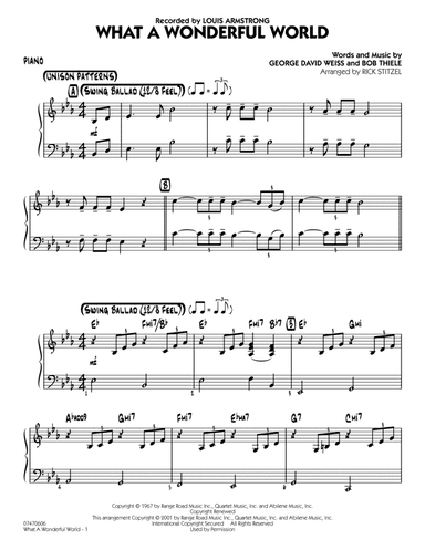 What a Wonderful World (arr. Rick Stitzel) - Piano