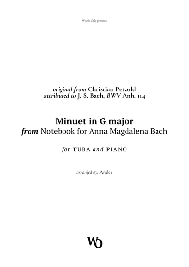 Minuet in G major by Bach for Tuba