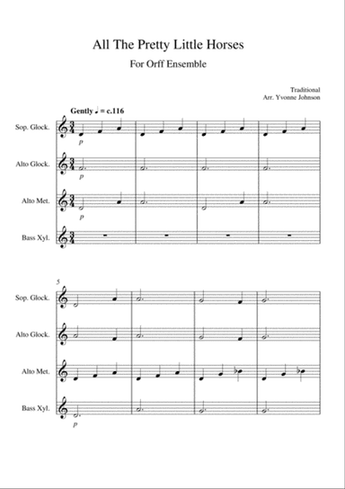 All The Pretty Little Horses - For Orff Ensemble