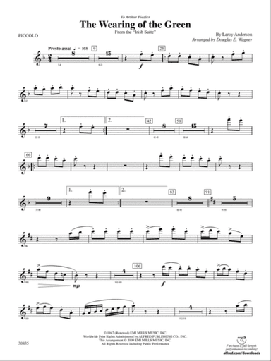 The Wearing of the Green (from the Irish Suite): Piccolo