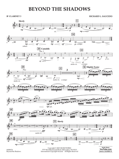 Beyond The Shadows - Bb Clarinet 3