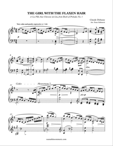 The Girl with the Flaxen Hair - Intermediate, Transposed