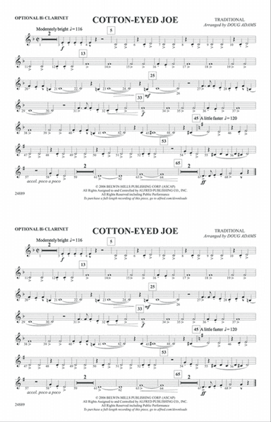 Cotton-Eyed Joe: Optional Bb Clarinet