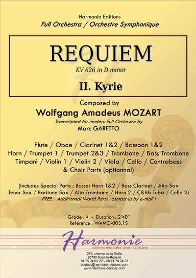 MOZART - REQUIEM K. 626 - Kyrie - Full Orchestra - SCORE & PARTS