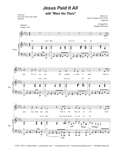 Jesus Paid It All (with "Were You There") (Unison choir)