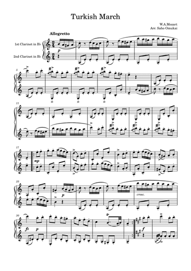 W.A.Mozart: Turkish March for two clarinets