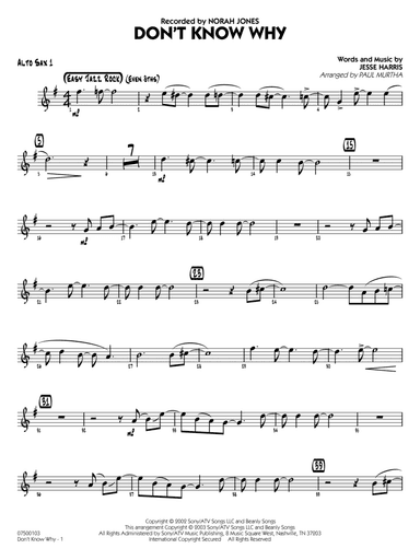Don't Know Why (arr. Paul Murtha) - Alto Sax 1
