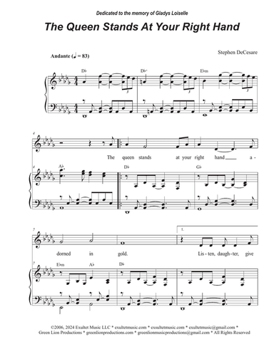 The Queen Stands At Your Right Hand (Vocal solo)