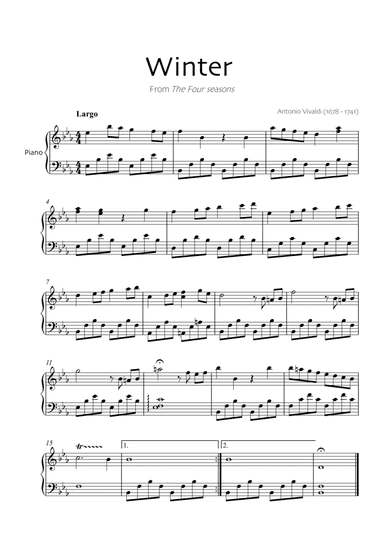 Winter (The four seasons) - Easy piano