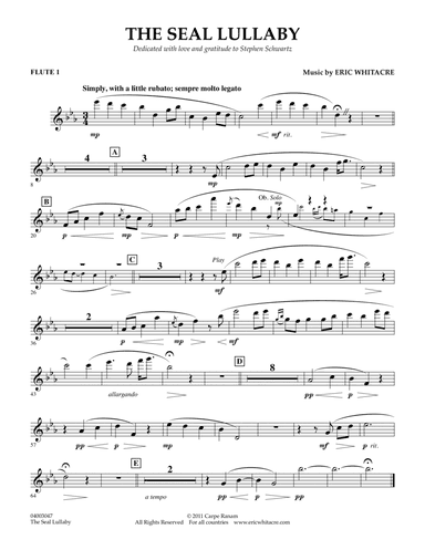 The Seal Lullaby - Flute 1