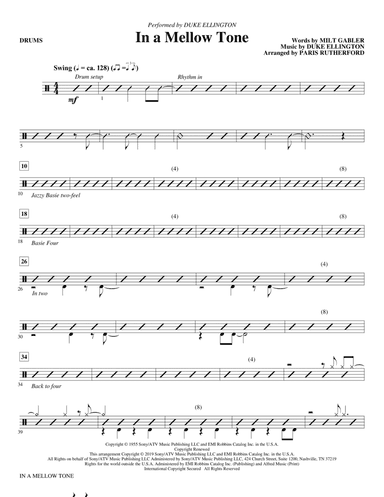 In a Mellow Tone (arr. Paris Rutherford) - Drums