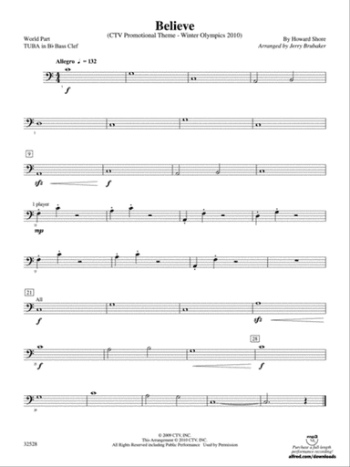 Believe (Winter Olympics 2010): (wp) B-flat Tuba B.C.