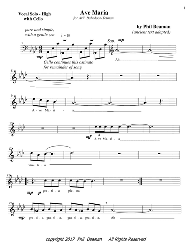 Ave Maria - high voice and cello