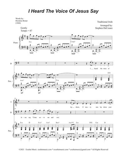 I Heard The Voice Of Jesus Say (2-part choir - (TB)