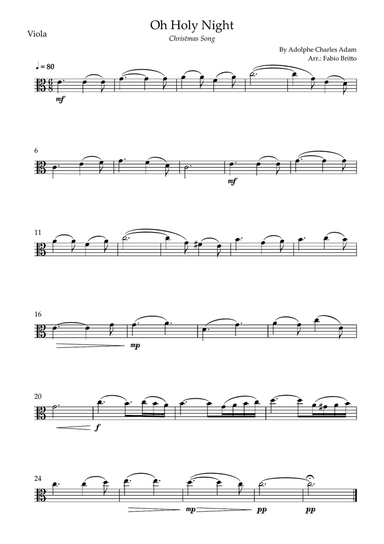Oh Holly Night (Christmas Song) for Viola Solo