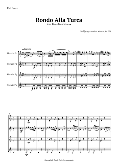 Rondo Alla Turca by Mozart for French Horn Quartet