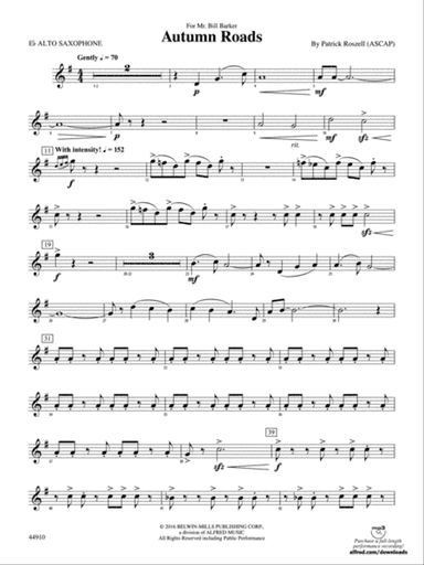 Autumn Roads: E-flat Alto Saxophone