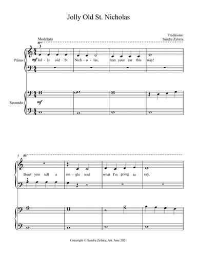 Jolly Old St. Nicholas (beginning solo with optional elementary duet)