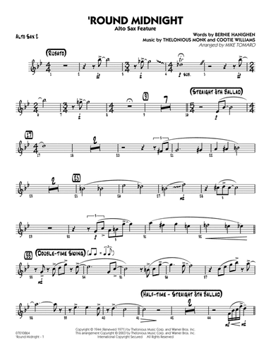'Round Midnight (arr. Mike Tomaro) - Alto Sax 2