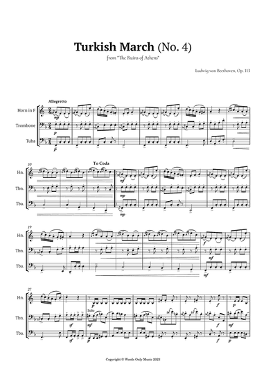 Turkish March by Beethoven for Low Brass Trio