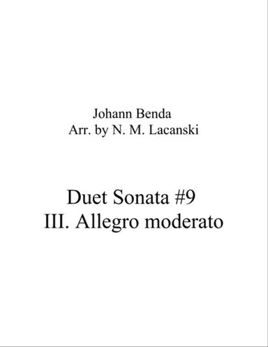 Duet Sonata #9 Movement 3 Allegro moderato