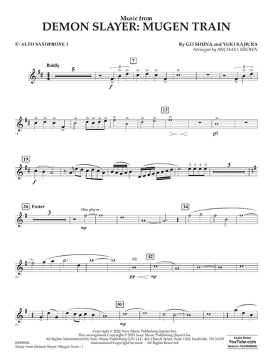 Music from Demon Slayer: Mugen Train (arr. Michael Brown) - Eb Alto Saxophone 1