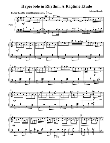 Hyperbole in Rhythm, a Ragtime Etude from New Ragtime Piano Music