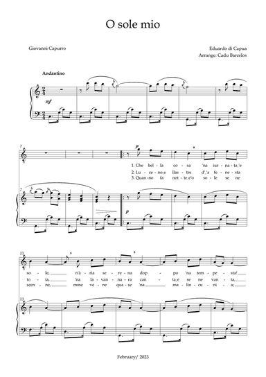 O Sole Mio (Eduardo di Capua) - C Major