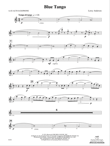 Blue Tango: E-flat Alto Saxophone