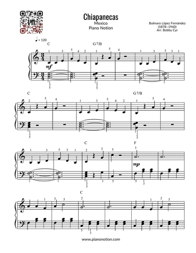 Chiapanecas (Easy Piano Solo)