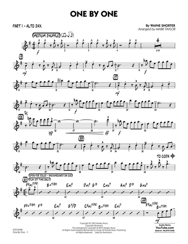 One by One (arr. Mark Taylor) - Part 1 - Alto Sax